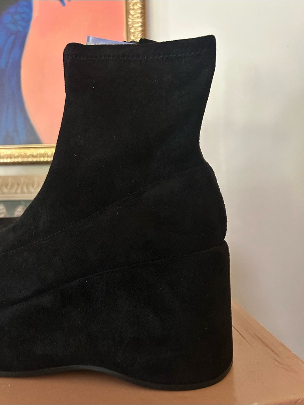 Wild‎ Pair Earlee Faux Suede Platform Ankle Boots Chunky Booties Black NEW 9.5 - Picture 3 of 7